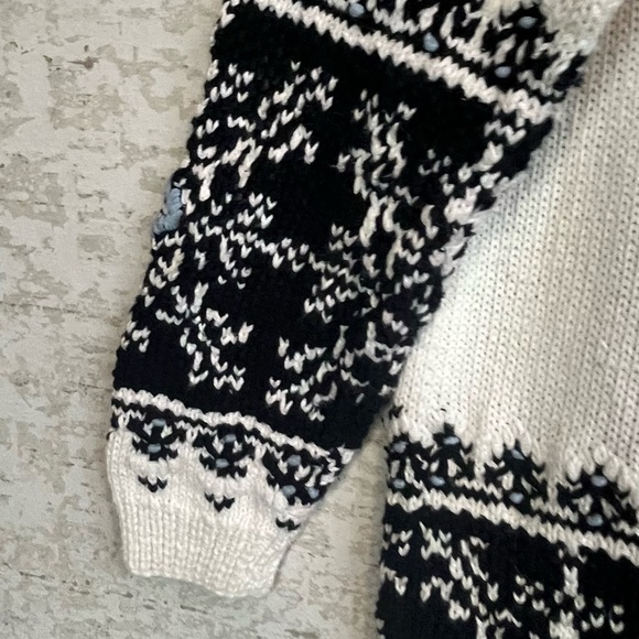 Vintage Jennifer Reed Hand Knit Chunky Sweater Cardigan Zip Patch Pockets Nordic - Picture 11 of 16